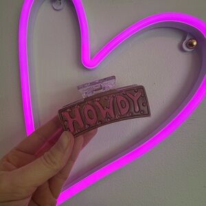 Pink 'HOWDY' Hair Clip